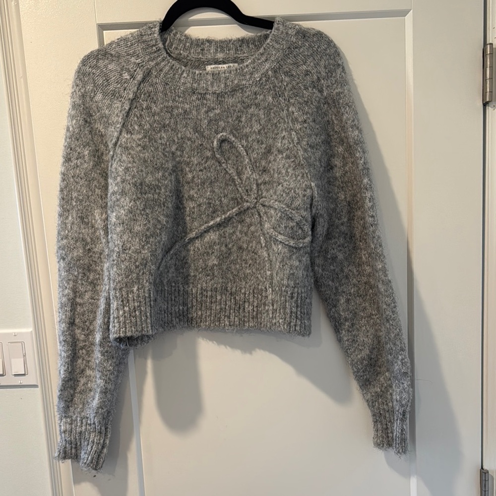 American Eagle Outfitters Gray Crew Neck Sweater with Relaxed Fit